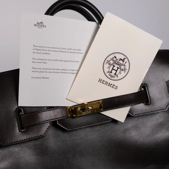 Hermes Birkin 35 Leather Handbag In Brown - Picture 8 of 16